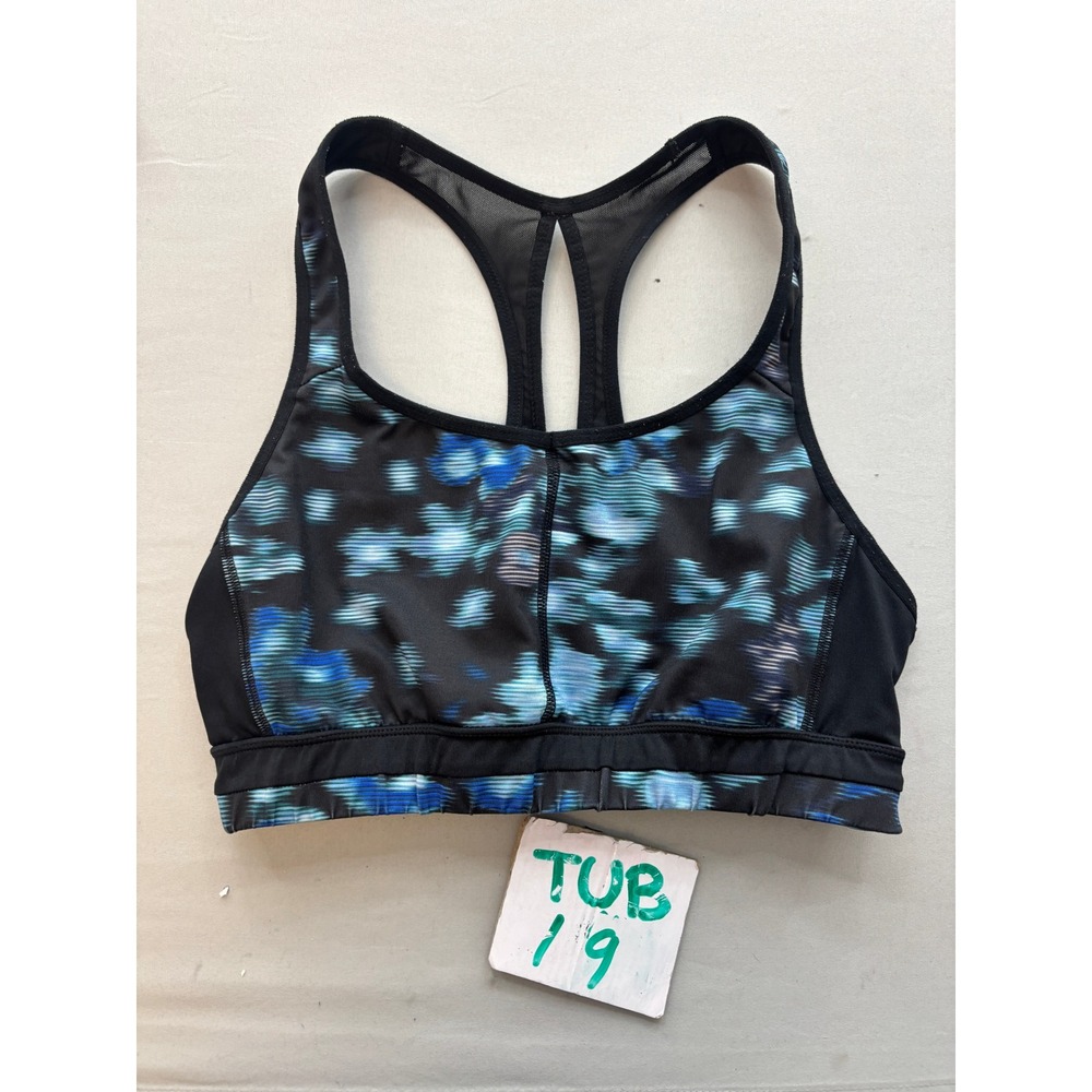 Champion C9 Womens Blue Black Abstract Print Racerback Mesh Sports Bra Small